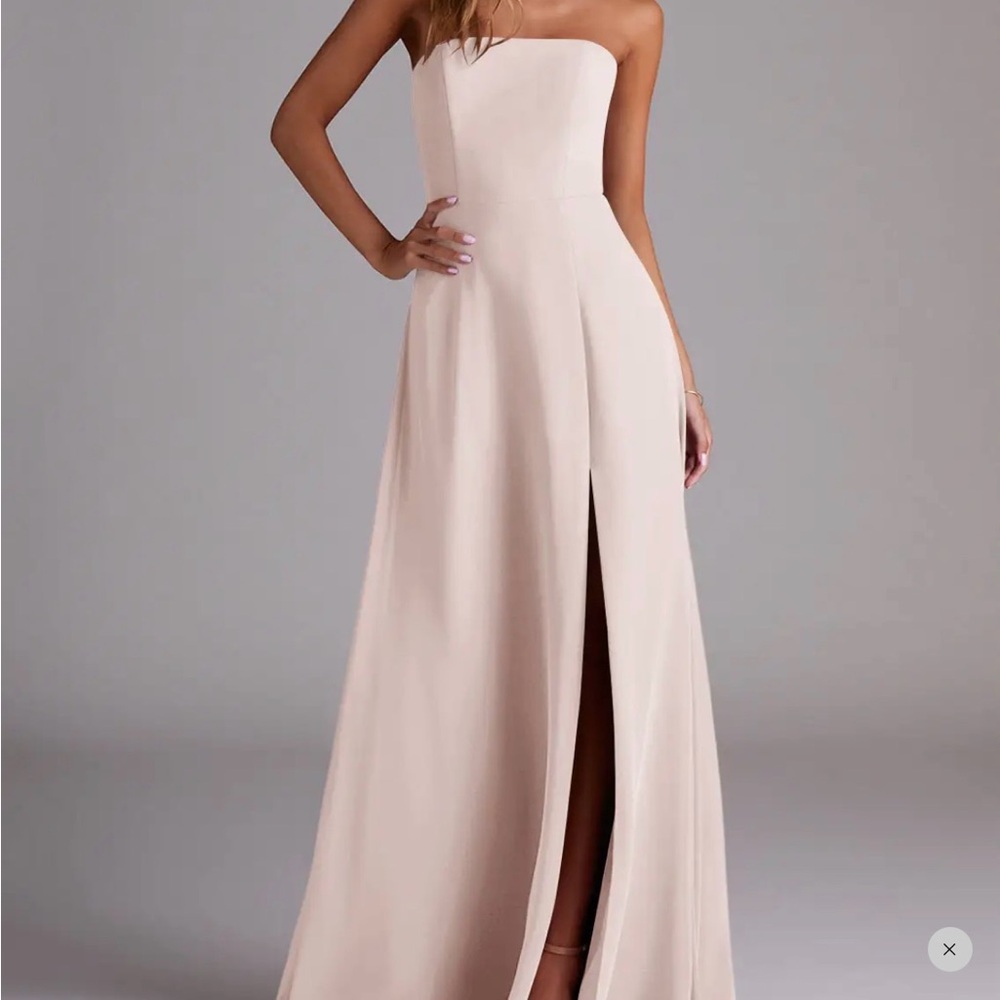 Azazie Wren Blush Pink Floor-Length Gown
